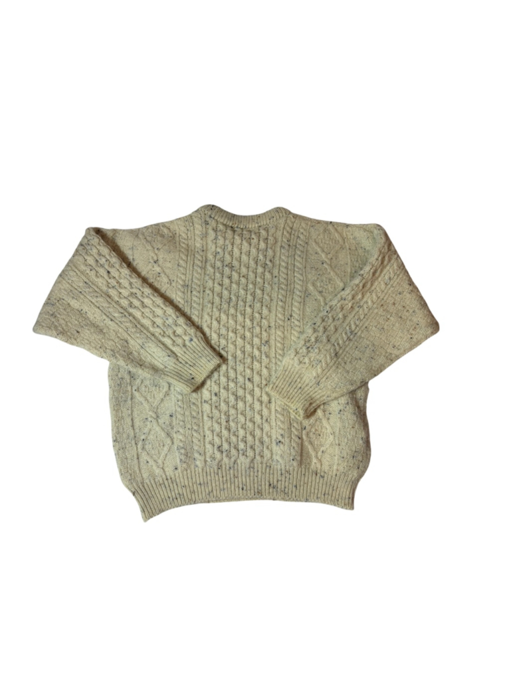 Aran Crafts Ireland Wool Cable Knit Sweater Fisherman Oatmeal XL